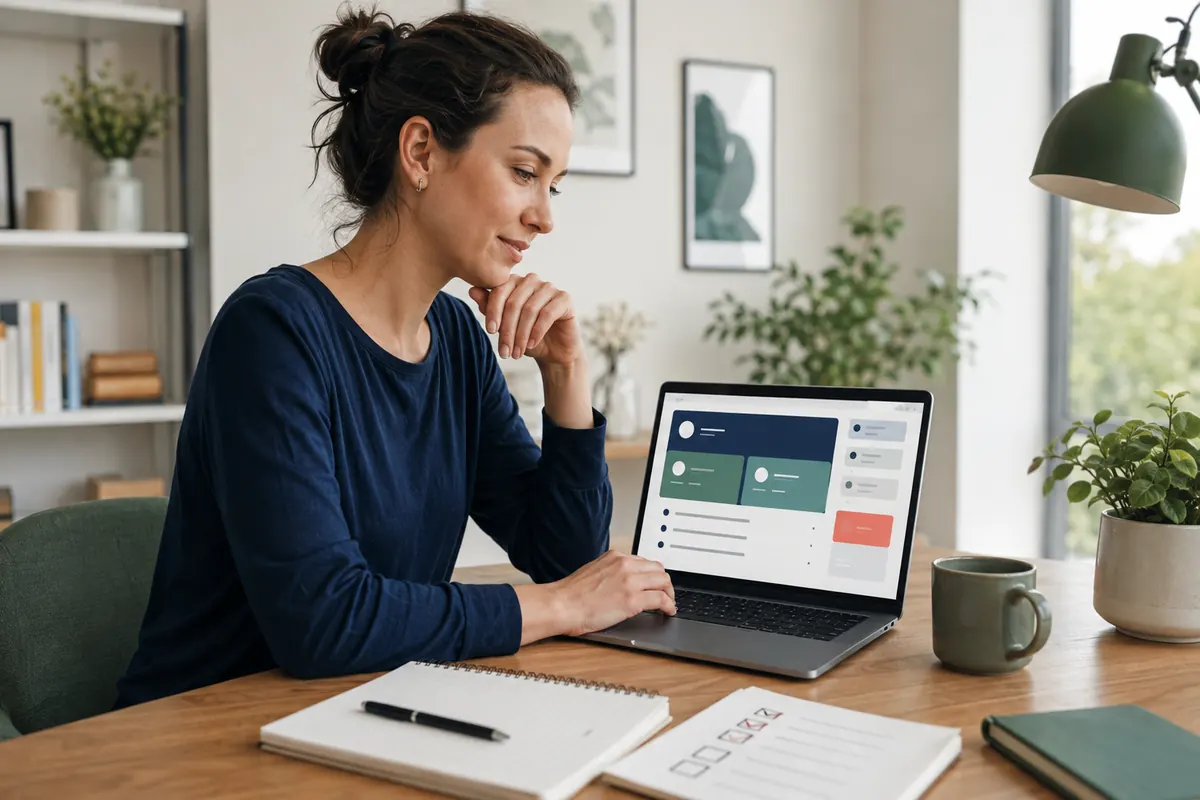 Coachin baut einen Onlinekurs mit Mitgliederbereich, Landingpage und Testzugang auf