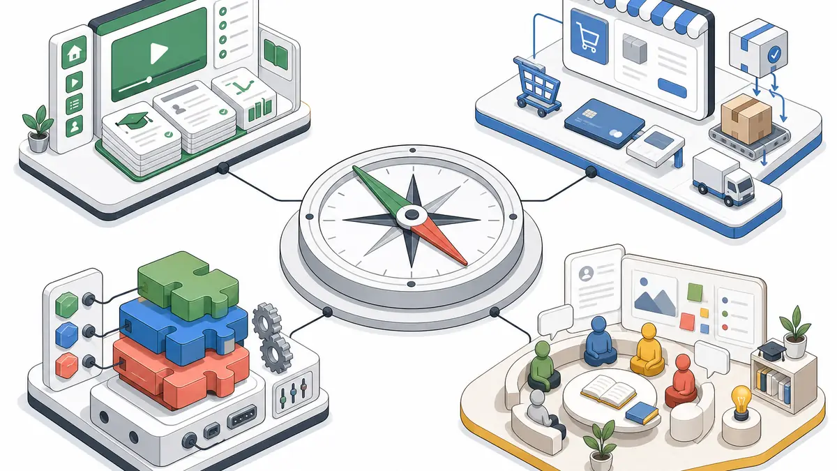 Vier Modelle für Mitgliederbereiche mit Kursplattform, Checkout, WordPress und Community